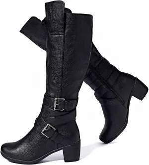 Women's Knee High Boots with Chunky Heel, Pointed Toe, Comfortable and Fashionable for Fall and Winter Wear for Women.