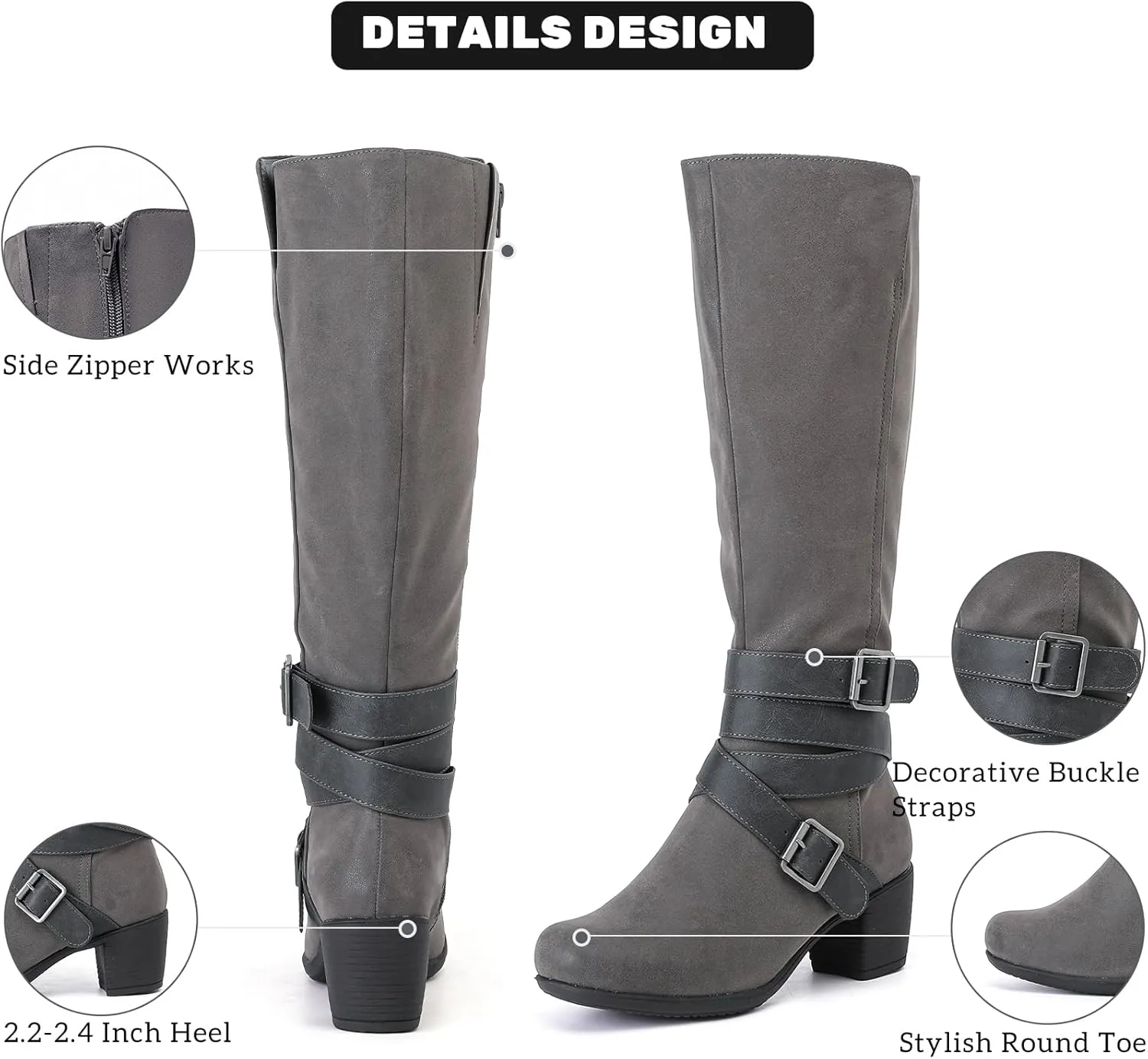 Women's Knee High Boots with Chunky Heel, Pointed Toe, Comfortable and Fashionable for Fall and Winter Wear for Women.
