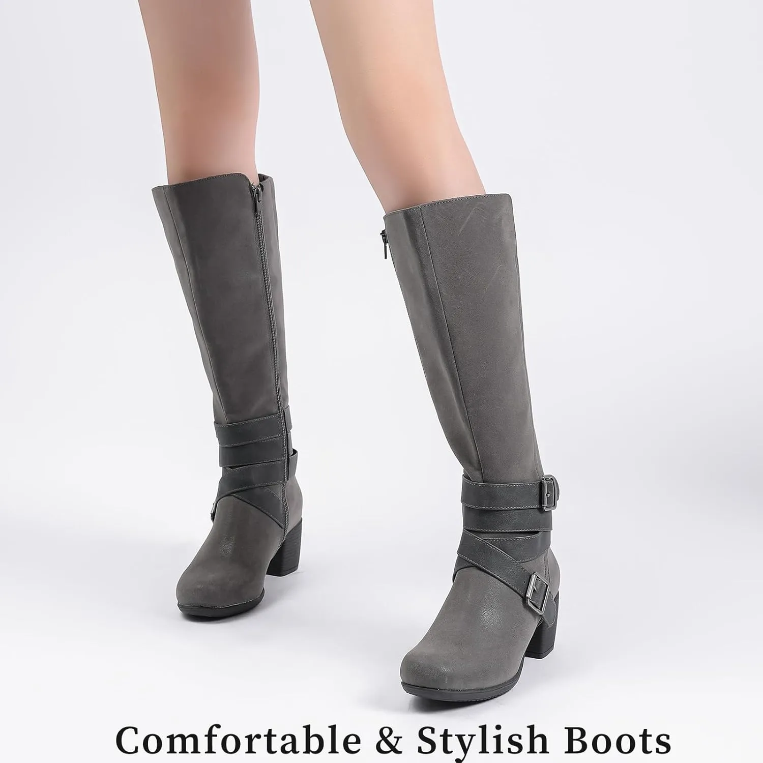 Women's Knee High Boots with Chunky Heel, Pointed Toe, Comfortable and Fashionable for Fall and Winter Wear for Women.