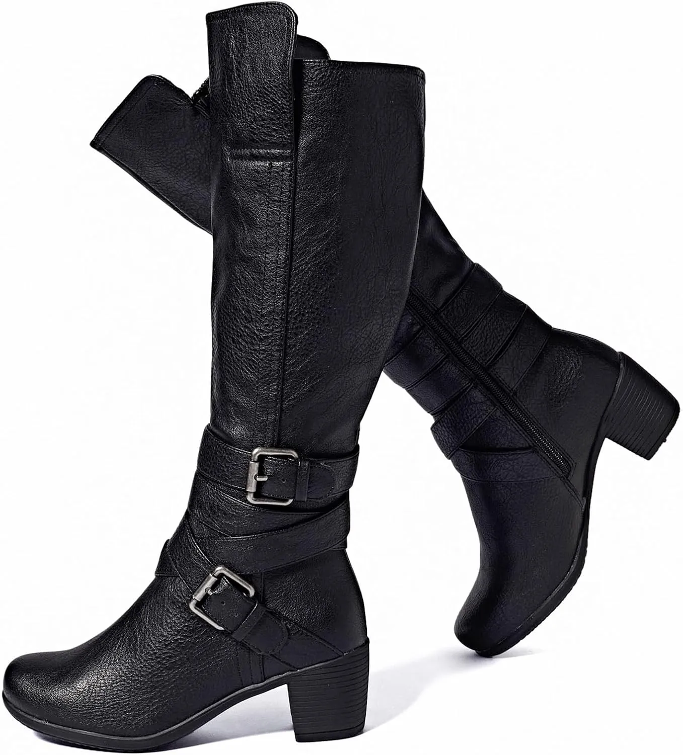 Women's Knee High Boots with Chunky Heel, Pointed Toe, Comfortable and Fashionable for Fall and Winter Wear for Women.