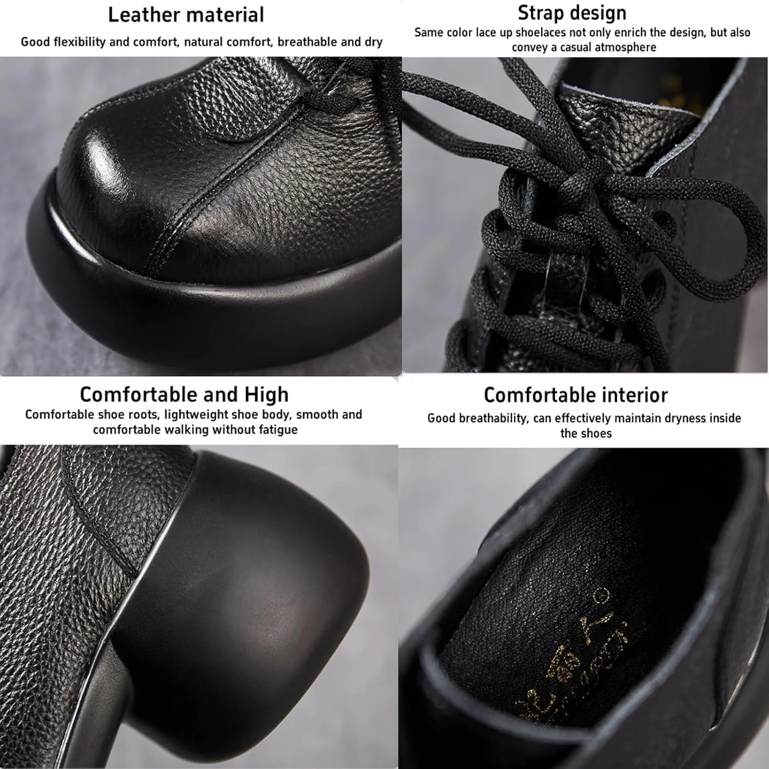 Women's Leather Wedge Casual Sneakers,Lace-Up Platform Sneakers,Anti-Slip Shock Absorbing High Heeled Fashion Sneakers