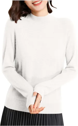 Womens Lightweight Sweaters Warm Cozy Soft Long Sleeve Mock Neck Knit Pullover Sweater Winter Basic Tee Tops