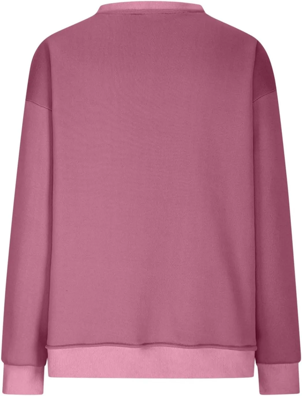 Womens Loose Fitting Sweatshirts Fleece Solid Color Hoodie Round-neck Long Sleeve Pullover Side Split Pocket Tops