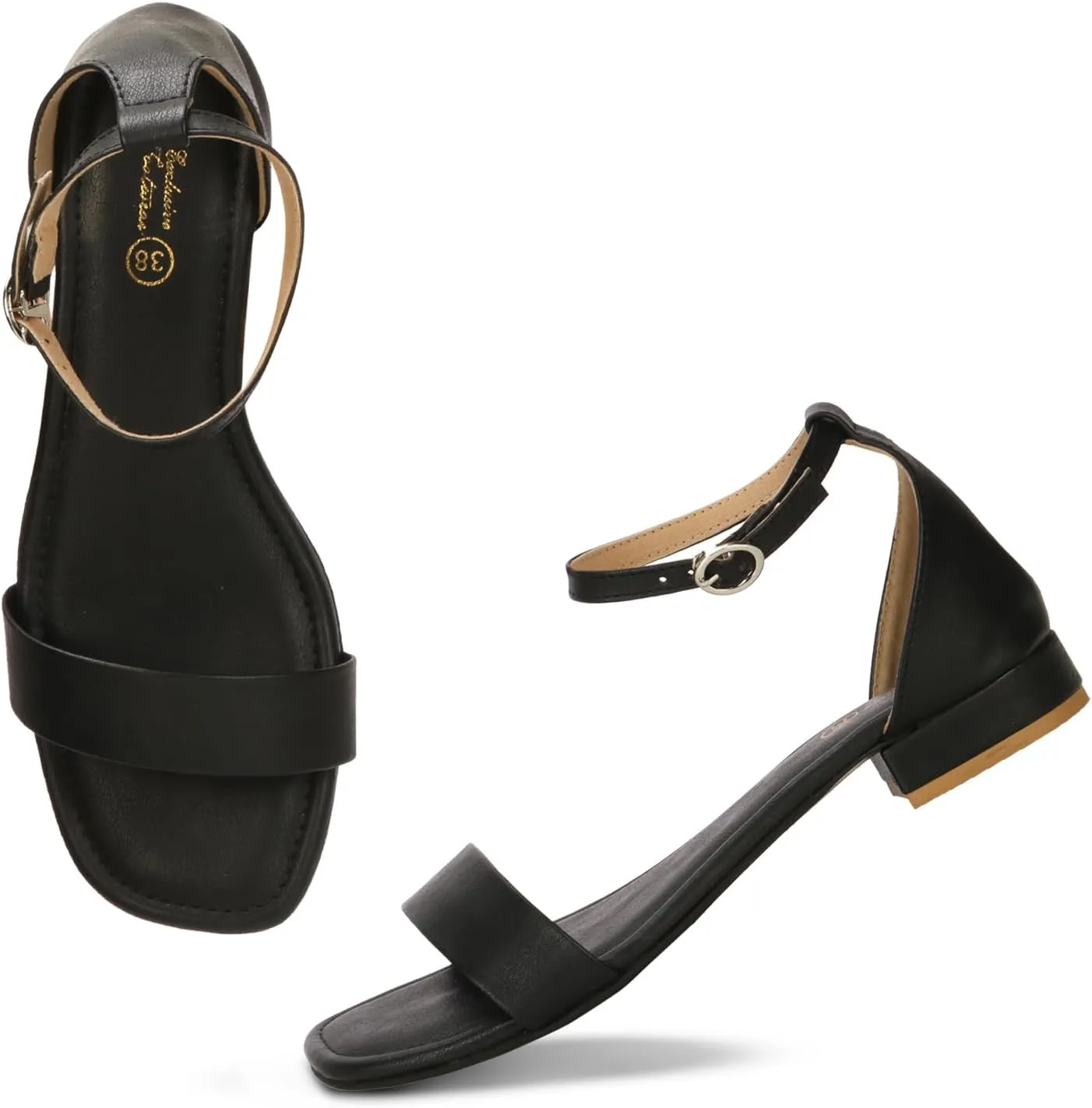 Women's Low Block Heel Dress Sandals | Comfortable Open Toe Pumps with Adjustable Ankle Strap for Party, Wedding, Casual & Office Wear Sandals for Women and Girls