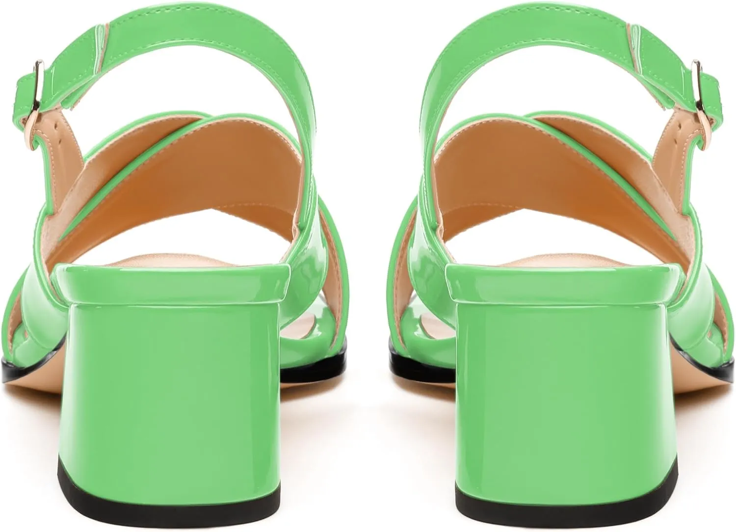 Women's Low Chunky Heel Sandals, Square Toe Slingback with Adjustable Buckle, Solid Color Heels for Weddings, Parties and Daily Wear, Fashion Sandals for Women
