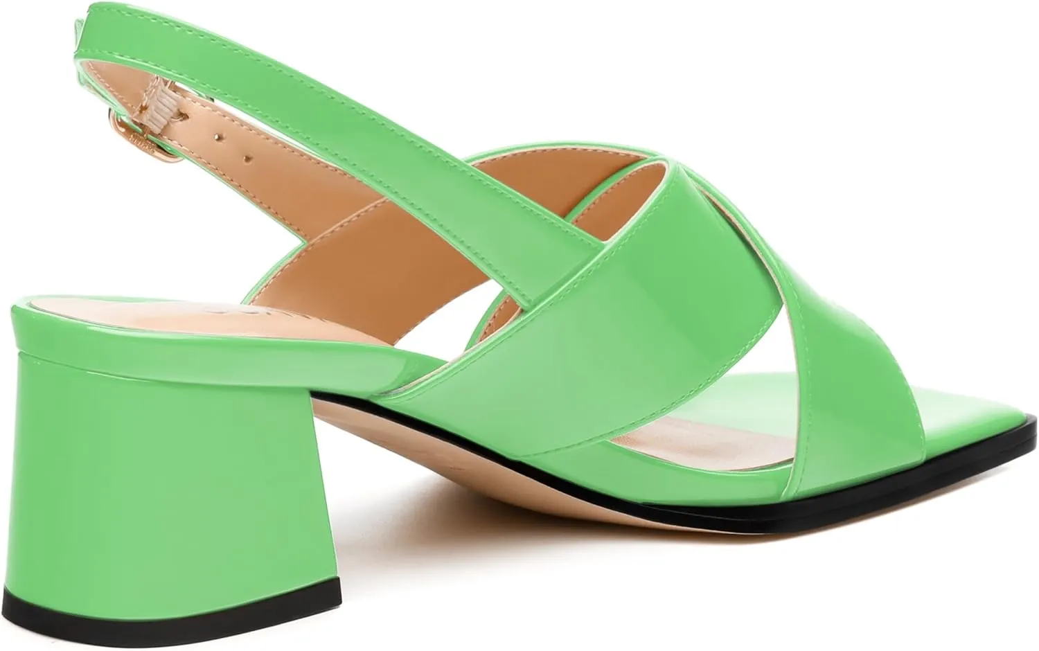 Women's Low Chunky Heel Sandals, Square Toe Slingback with Adjustable Buckle, Solid Color Heels for Weddings, Parties and Daily Wear, Fashion Sandals for Women