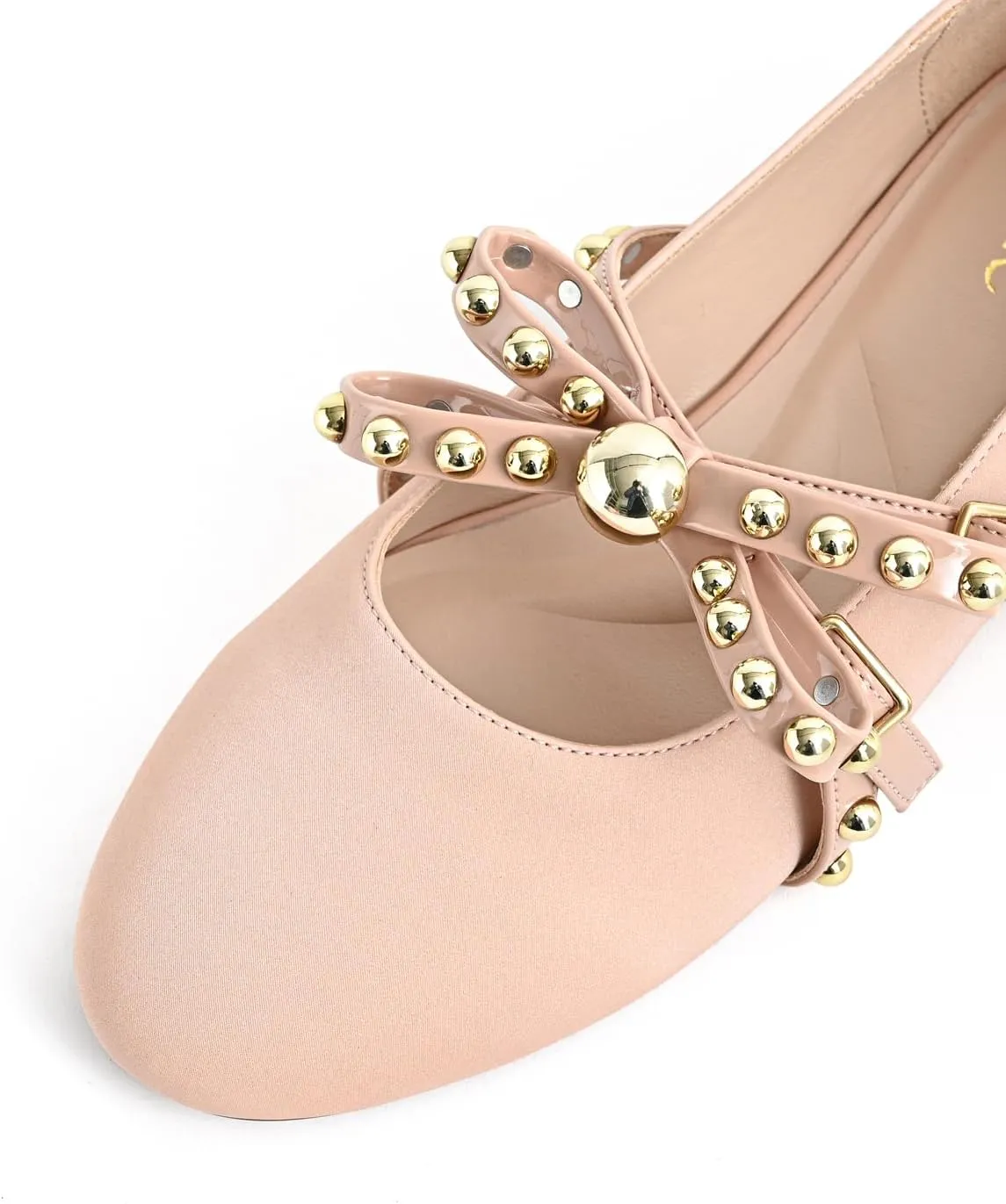 Women's Mary Jane Flats Round Toe Ballet Flats Shoes Pearl Embellished Bow Loafer Flats Slip On Comfortable Stud Strap Soft Dressy Flats Shoes