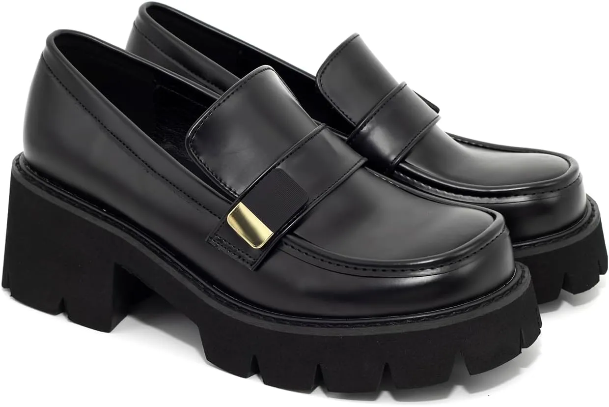 Women's Mary Janes Oxfords Dress Platform high Heels Loafers Shoes for Office Lady