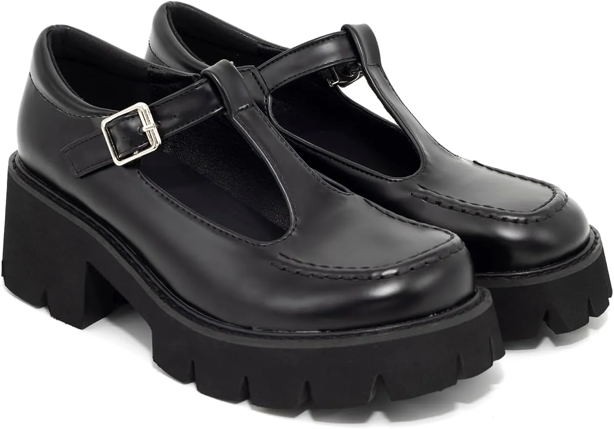 Women's Mary Janes Oxfords Dress Platform high Heels Loafers Shoes for Office Lady