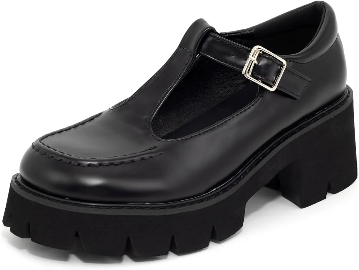 Women's Mary Janes Oxfords Dress Platform high Heels Loafers Shoes for Office Lady
