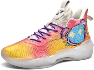 Womens Noctilucent Colorful Painting Basketball Shoes Casual Fashion High Top Lace Up Running Sneakers Tennis Outdoor Sport Shoes