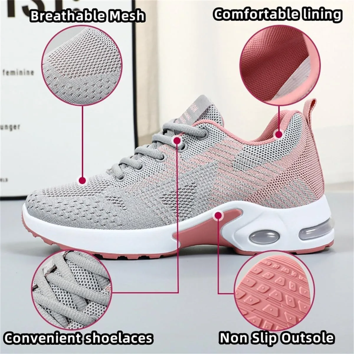 Womens Orthopedic Shoes Mesh Slip on Sneakers Zapatos Ortopédicos para Mujer Breathable for Plantar Fasciitis Relief