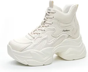 Women's Orthopedic Sneakers Stylish Walking Shoe,Fashion Lace Up Height Increasing Chunky Shoes Non Slip Platform Dad Shoe