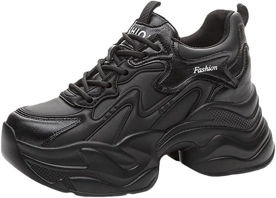 Women's Orthopedic Sneakers Stylish Walking Shoe,Fashion Lace Up Height Increasing Chunky Shoes Non Slip Platform Dad Shoe