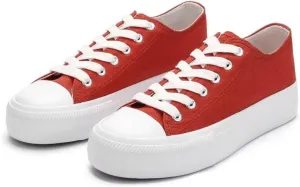 Womens Platform Canvas Shoes Low Top and High Top Canvas Sneakers Lace-up Fashion Casual Shoes for Women