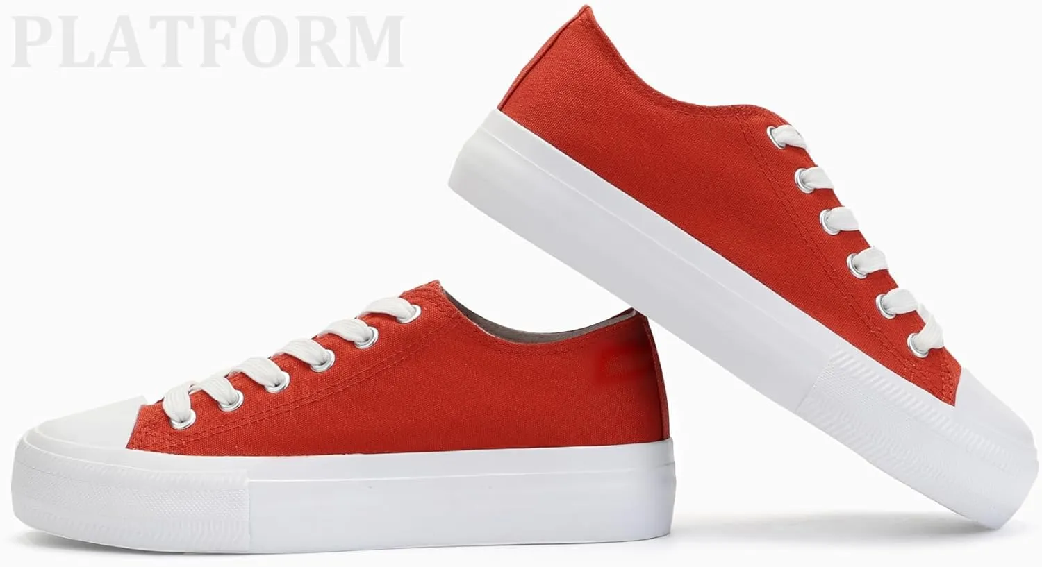 Womens Platform Canvas Shoes Low Top and High Top Canvas Sneakers Lace-up Fashion Casual Shoes for Women