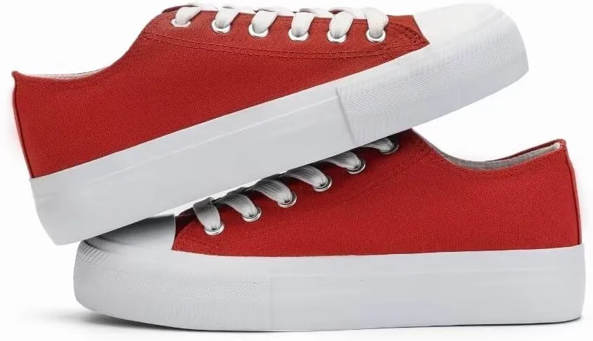 Womens Platform Canvas Shoes Low Top and High Top Canvas Sneakers Lace-up Fashion Casual Shoes for Women