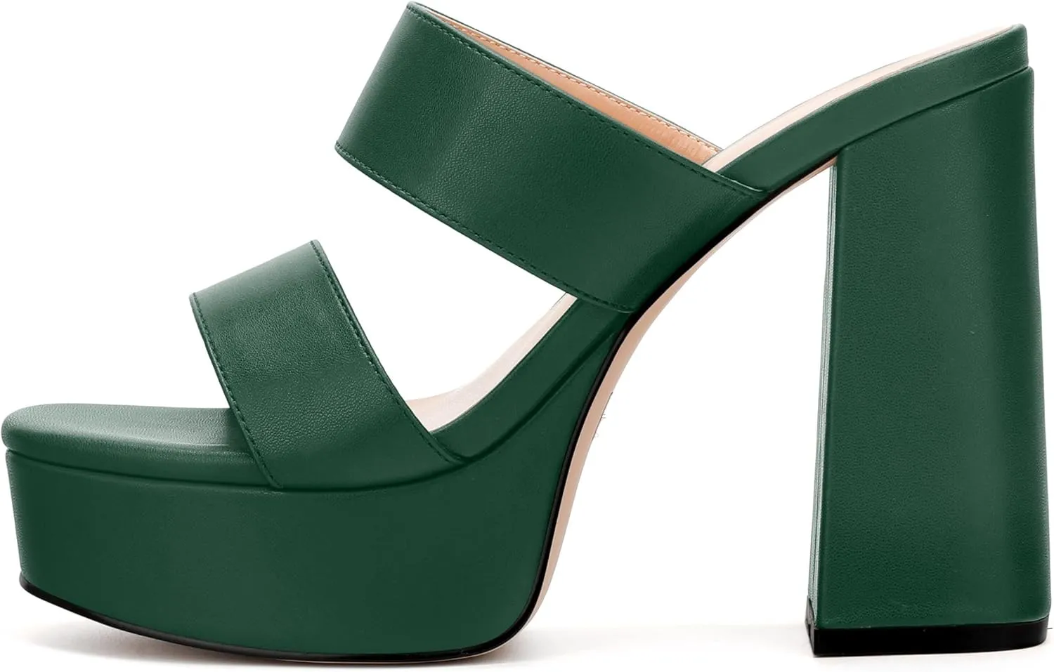 Womens Platform Chunky Heels Sandals Square Open Toe High Heeled Sandals Slip On Slides Dress Party Wedding Shoes