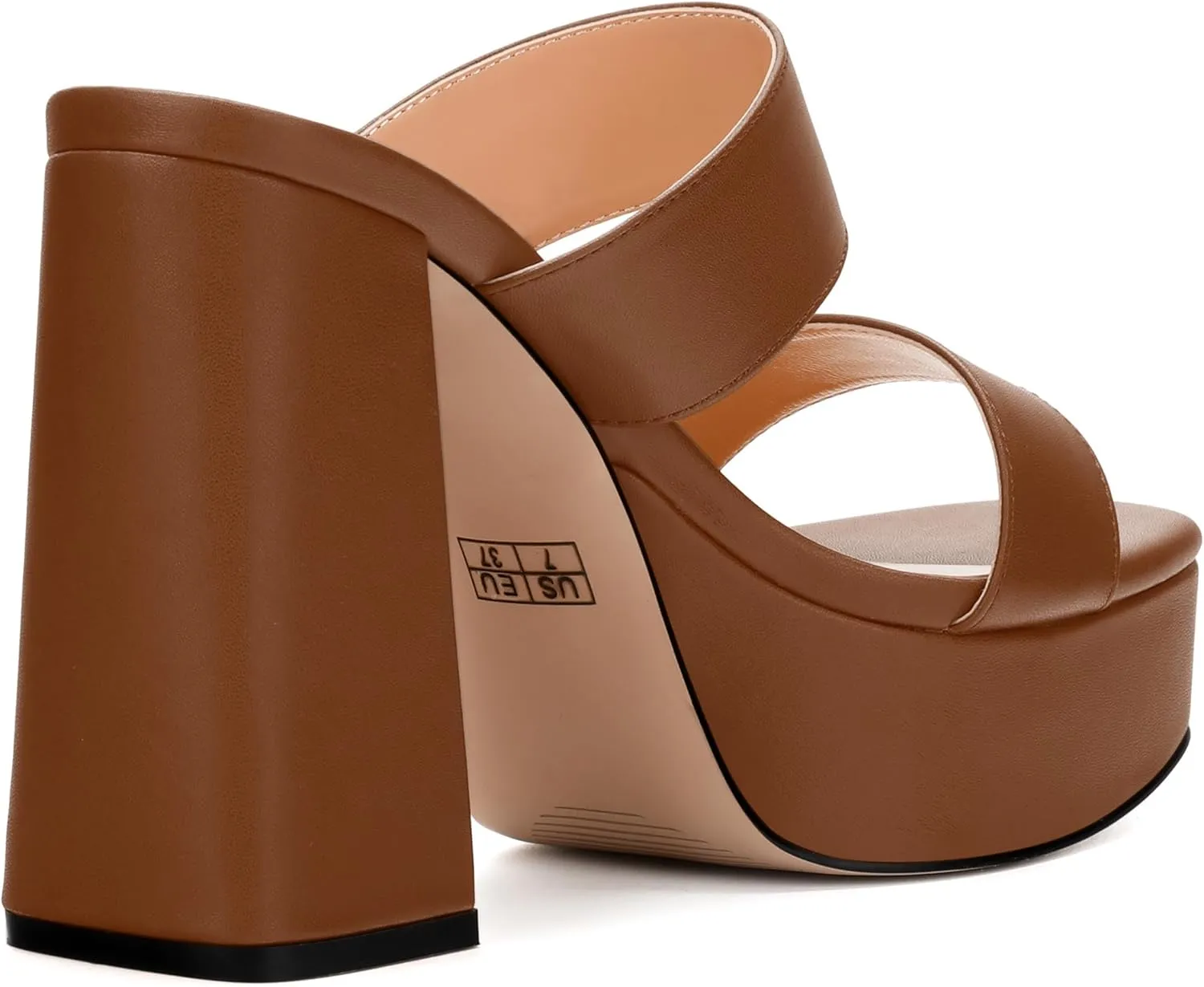 Womens Platform Chunky Heels Sandals Square Open Toe High Heeled Sandals Slip On Slides Dress Party Wedding Shoes