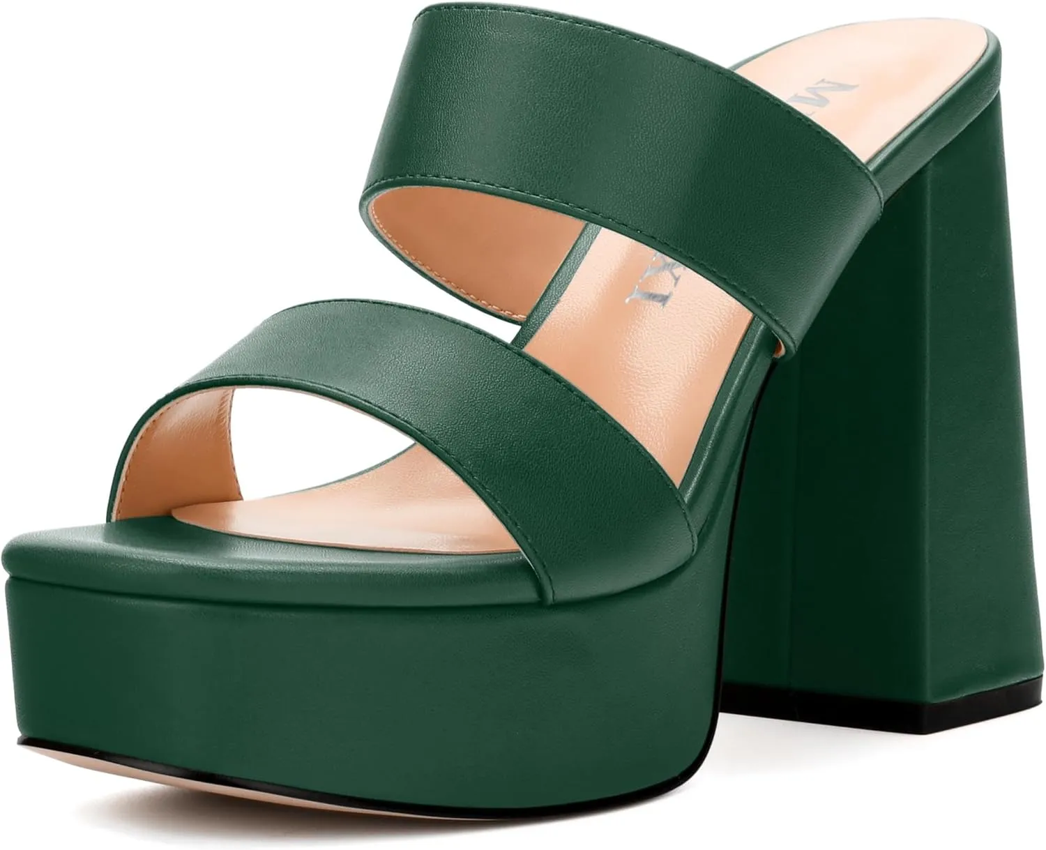 Womens Platform Chunky Heels Sandals Square Open Toe High Heeled Sandals Slip On Slides Dress Party Wedding Shoes