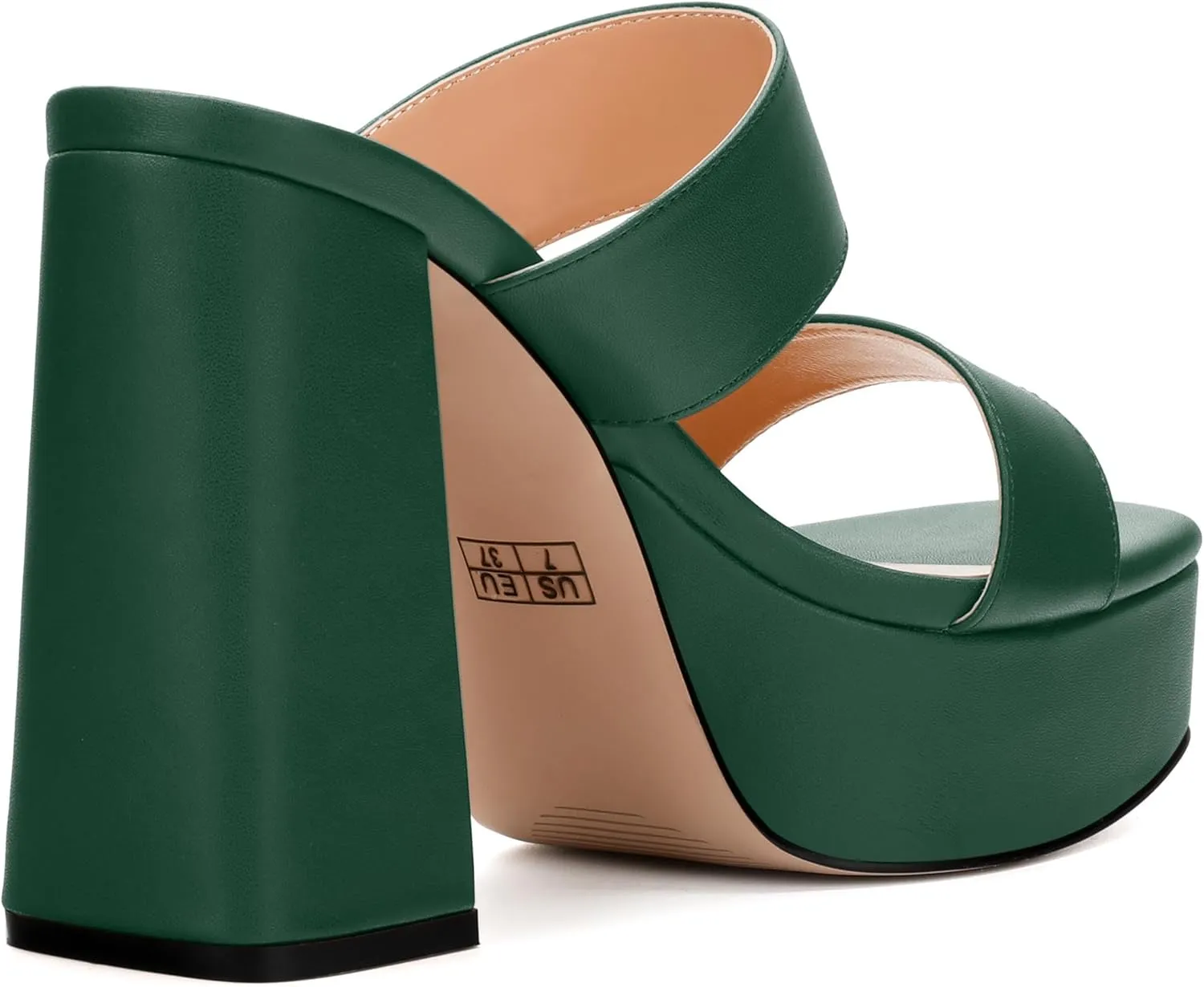Womens Platform Chunky Heels Sandals Square Open Toe High Heeled Sandals Slip On Slides Dress Party Wedding Shoes
