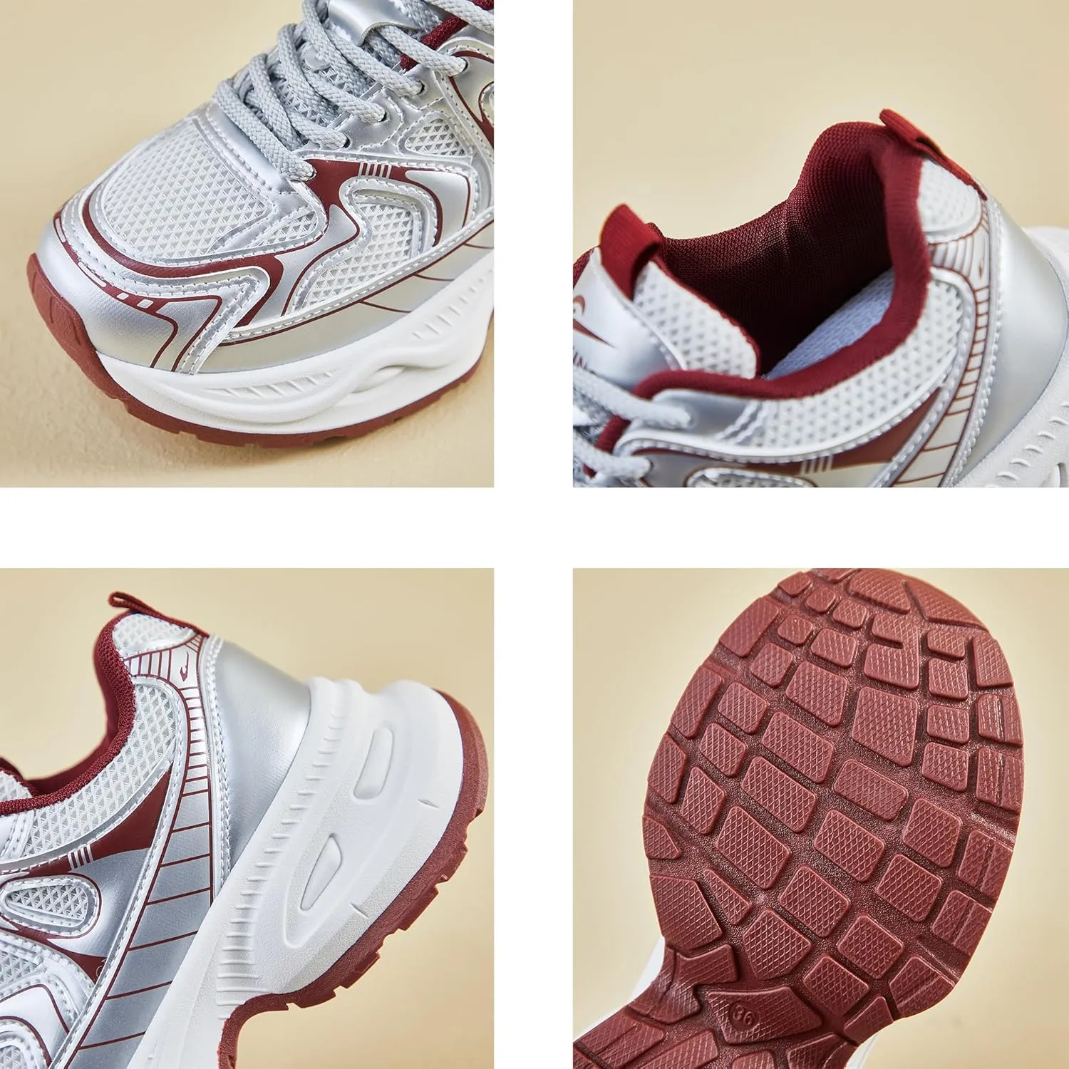 Women's Platform Chunky Sneakers Breathable Lightweight Walking Shoes 90s Casual Lace-Up Dad Shoes