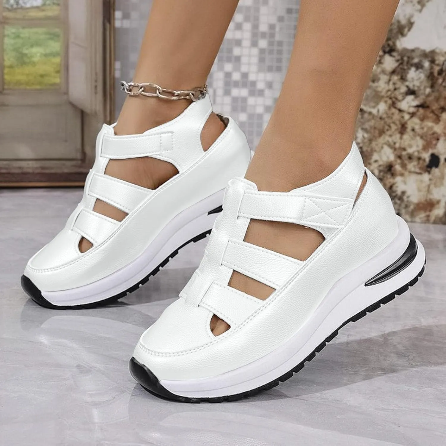 Women's Platform Sandals with Closed Toe Sandals Women Comfortable Walking Sandals Women, Hollow Ankle Strap Wedge Design for Summer, Beach, Hiking & Casual Wear 2025