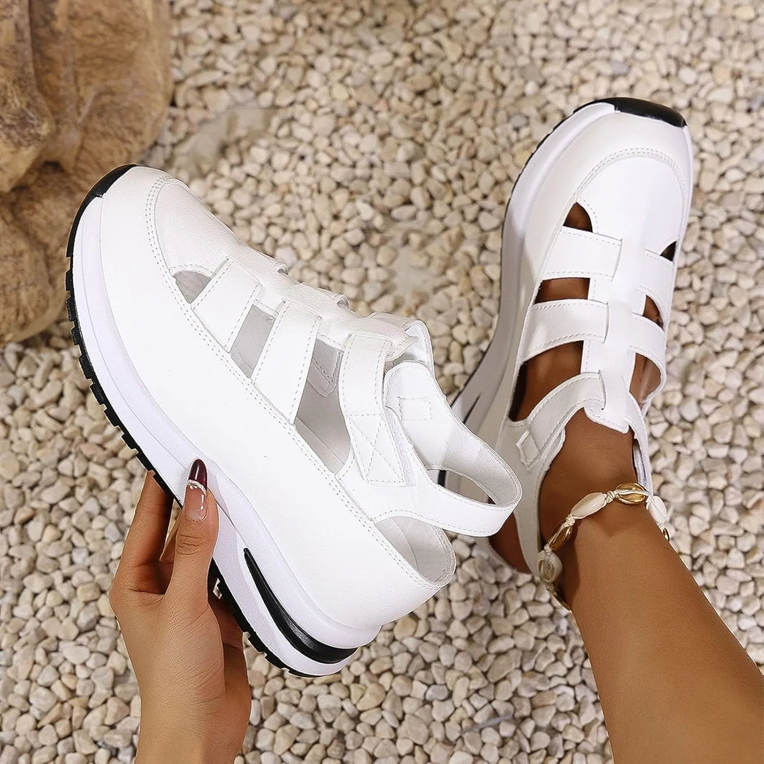 Women's Platform Sandals with Closed Toe Sandals Women Comfortable Walking Sandals Women, Hollow Ankle Strap Wedge Design for Summer, Beach, Hiking & Casual Wear 2025