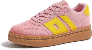 Women's Platform Sneakers Vintage Tennis Shoes with Thick Rubber Gum Sole Breathable Cushioned Comfort for Casual, Sporty & Streetwear