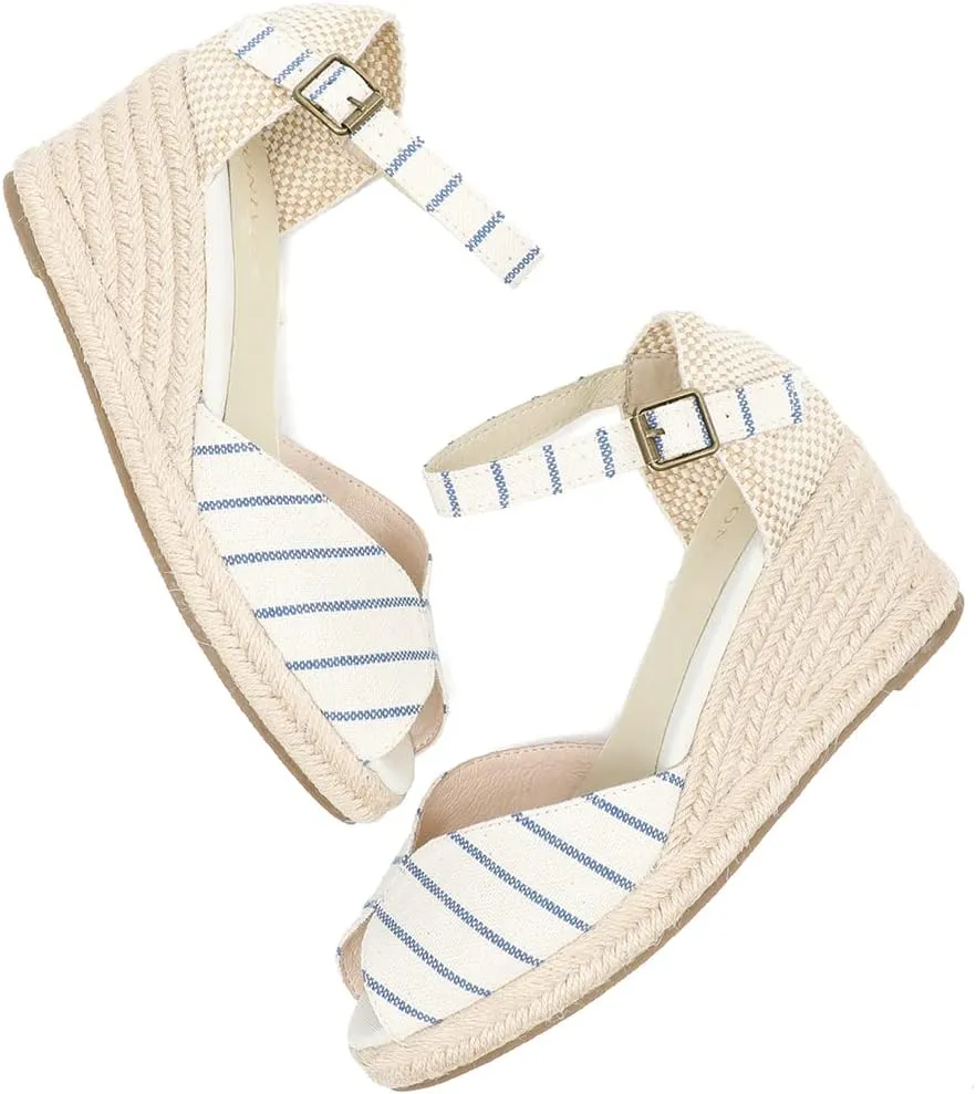 Women’s Platform Wedges Espadrilles, 3" Wedge, Soft Ankle-Tie Strap, Closed Toe, Classic Summer Sandals