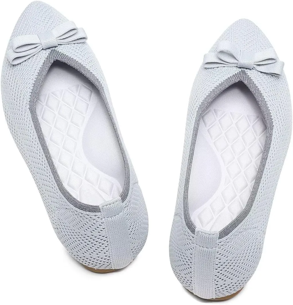 Women's Pointed Toe Flats Knit Dress Slip-on Ballet Flats Shoes Comfort Classic Work Business Office Shoes