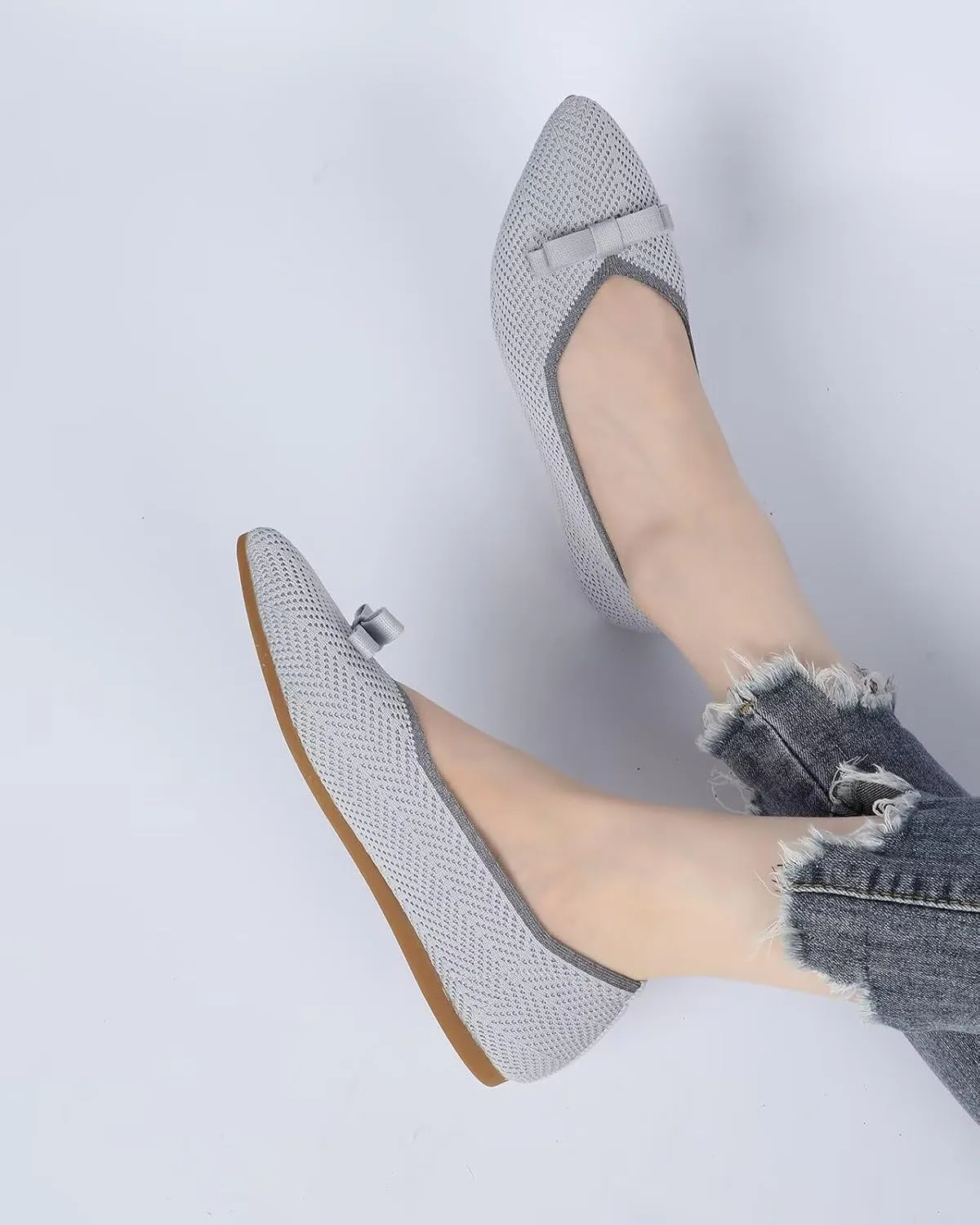 Women's Pointed Toe Flats Knit Dress Slip-on Ballet Flats Shoes Comfort Classic Work Business Office Shoes