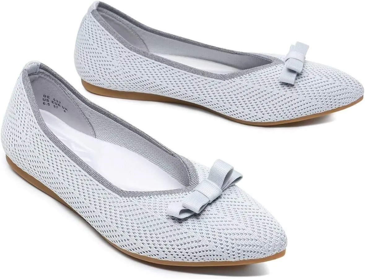 Women's Pointed Toe Flats Knit Dress Slip-on Ballet Flats Shoes Comfort Classic Work Business Office Shoes