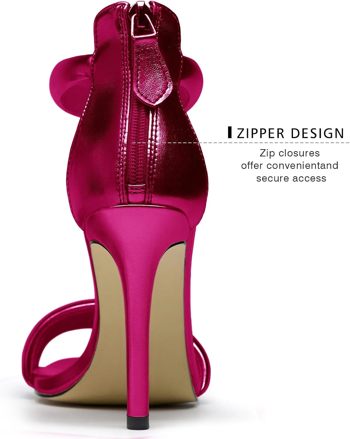 Women's Pump Open Toe Heel Sandals Back Zipper Round Ankle Strappy Stiletto Heels Sparkle Glitter Metallic Party Sexy Wedding Dressy Shoes