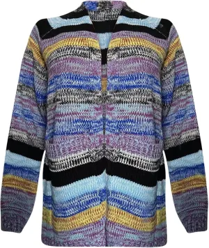 Womens Rainbow Striped Color Block Long Sleeve Cardigan Sweaters Fall V Neck Colorful Lightweight Open Front Knitted Sweaters