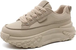 Women's Retro Platform Sneakers Lace-up Casual Walking Shoes Lightweight Athletic Shoes