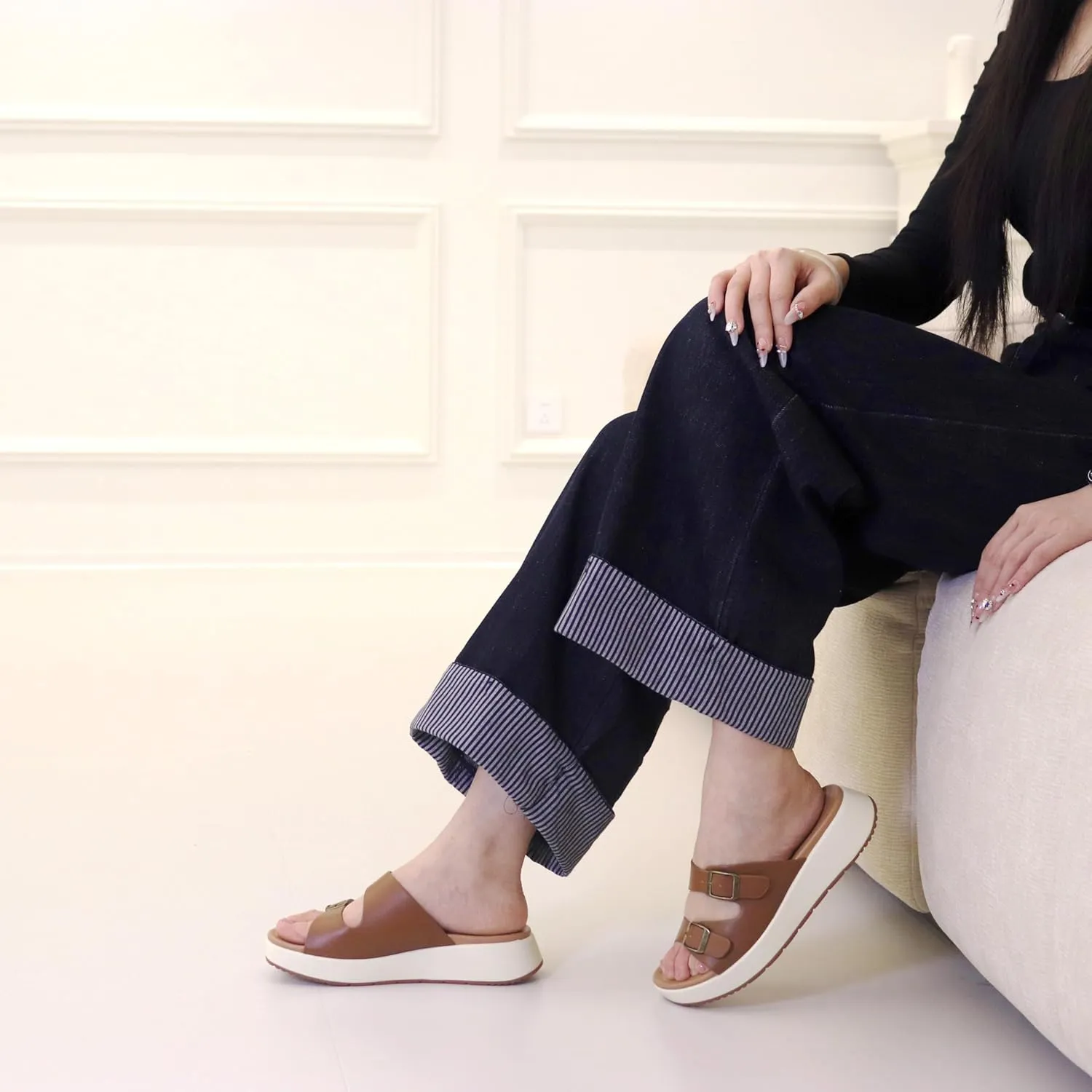 Womens Sandals Platform Double Strap Comfortable Slide for Summer Size 6-11