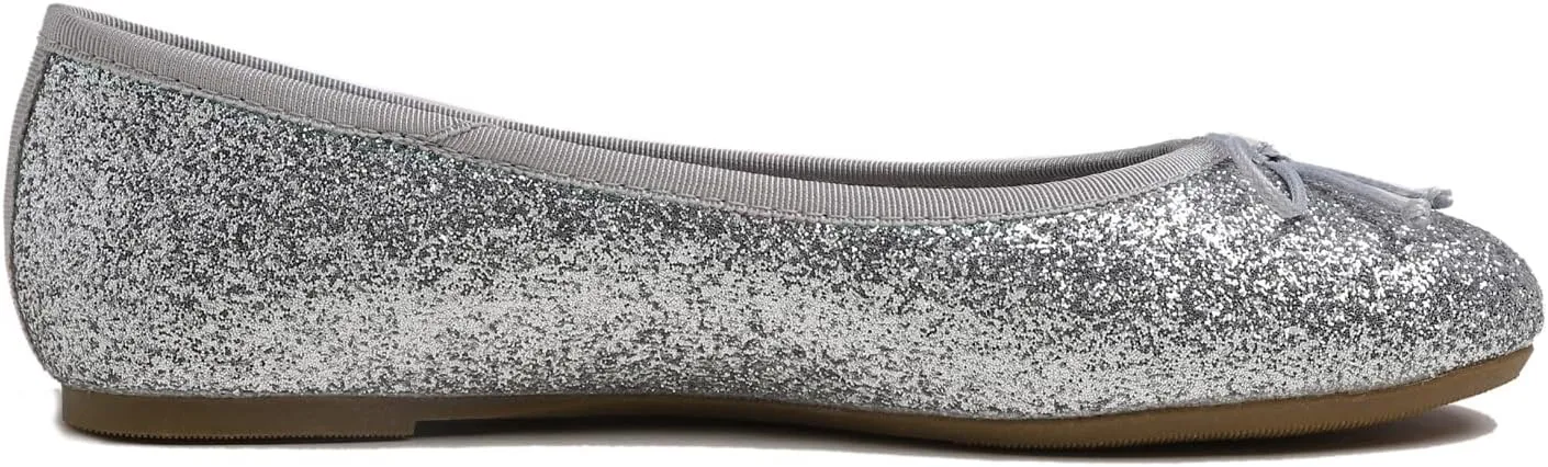 Women's Shiny Ballet Flats Sparkle Memory Foam Cushioned Colorful Glitter