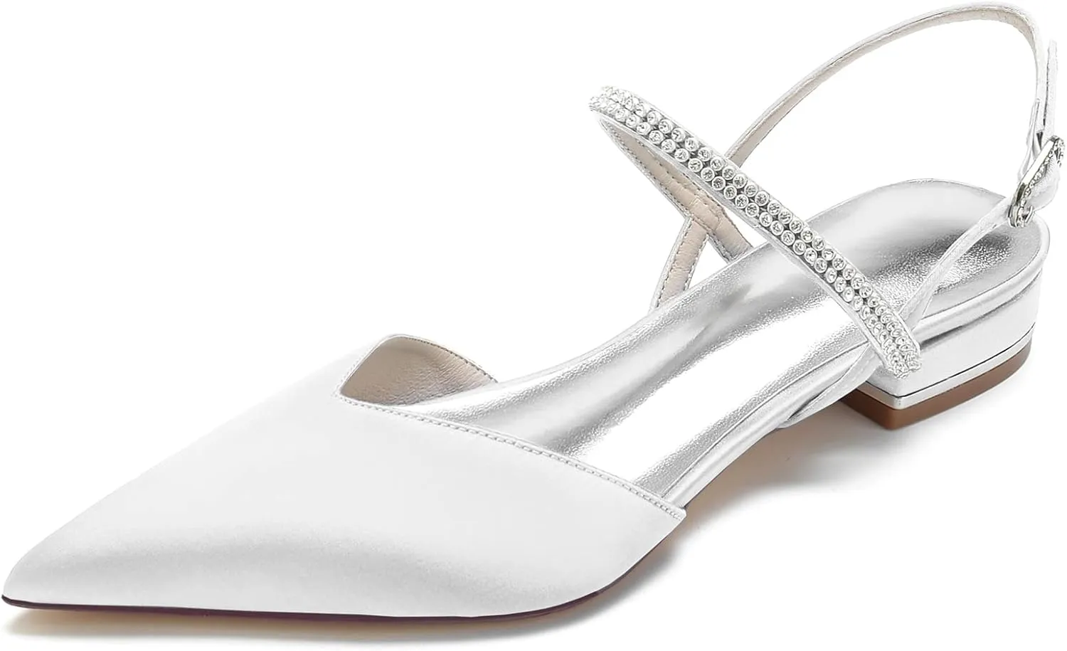 Womens Slingback Flats Shoes for Wedding Bride Comfortable Bridal Shoes,White,7