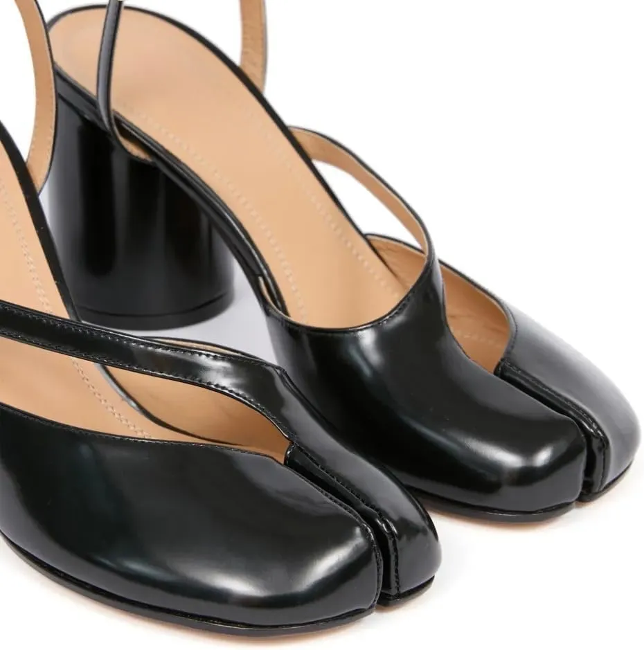 Women's Slingback Heels Split Toe Pumps Chunky Block Heel Adjustable Ankle Strap Tabi Shoes Work Dress Heeled Sandals