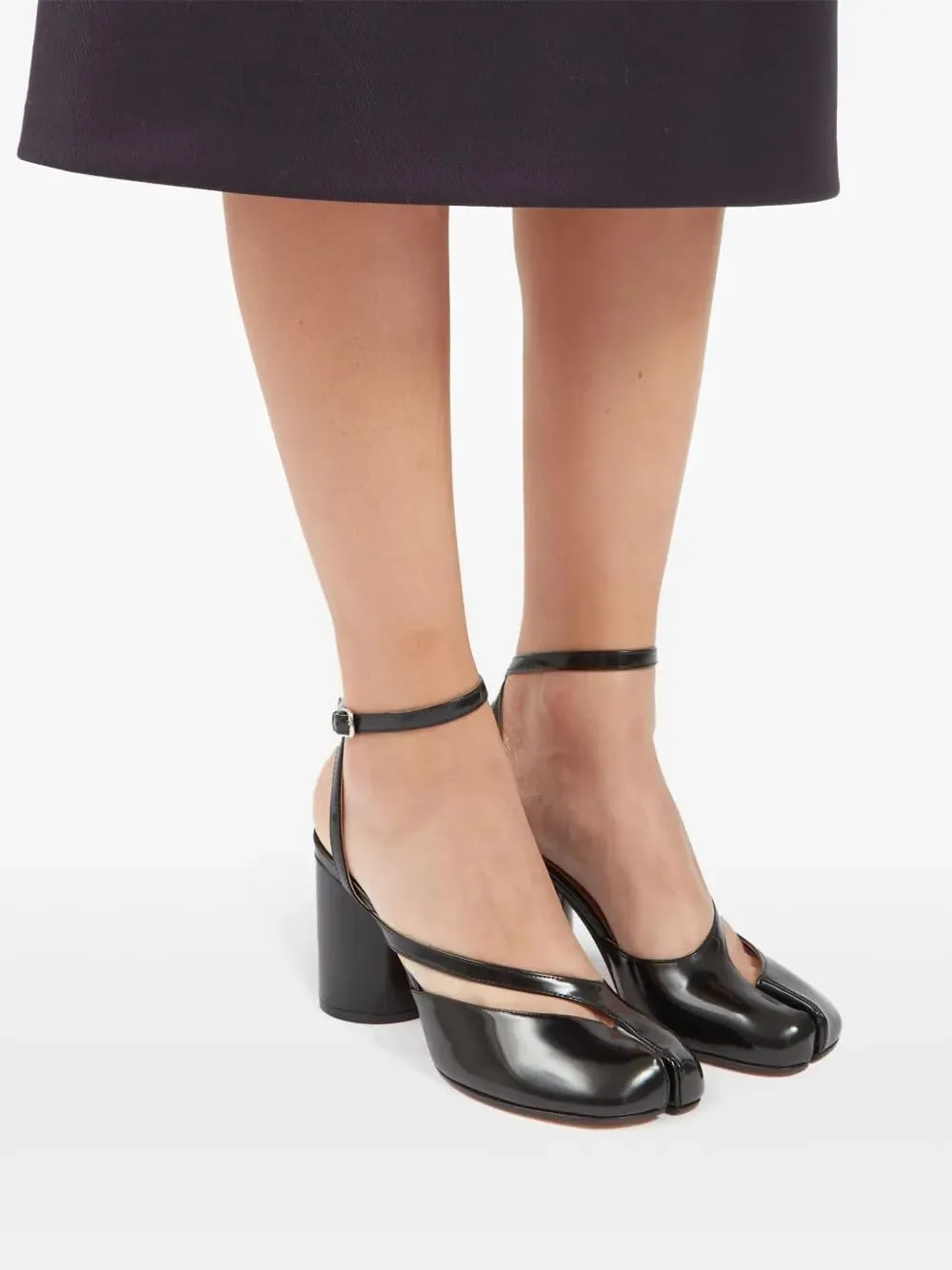 Women's Slingback Heels Split Toe Pumps Chunky Block Heel Adjustable Ankle Strap Tabi Shoes Work Dress Heeled Sandals