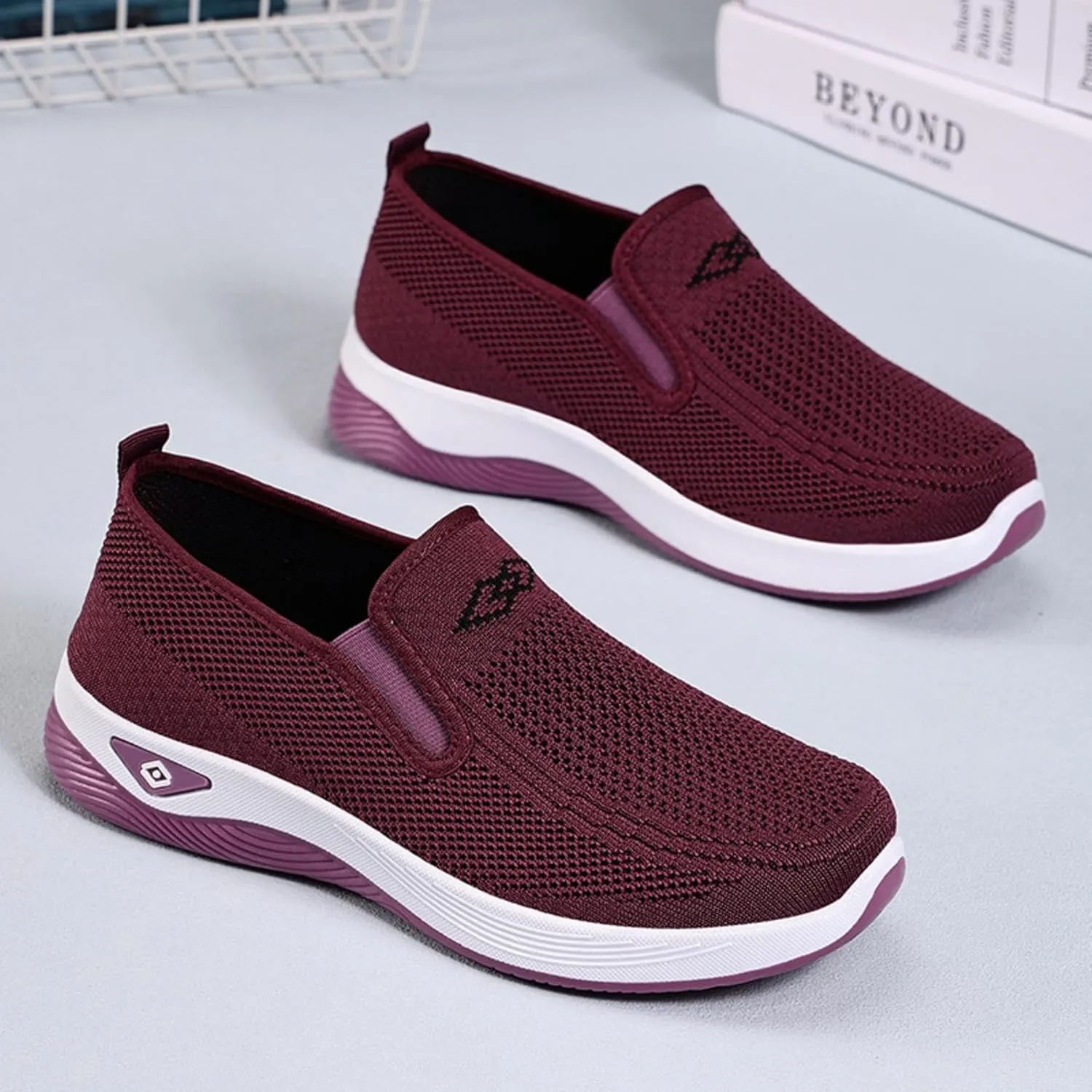 Women's Slip-On Breathable Mesh Sneakers – Lightweight Walking Shoes for Outdoor, Travel, Casual Wear – Comfortable Anti-Slip Loafers for Everyday, All-Day Use