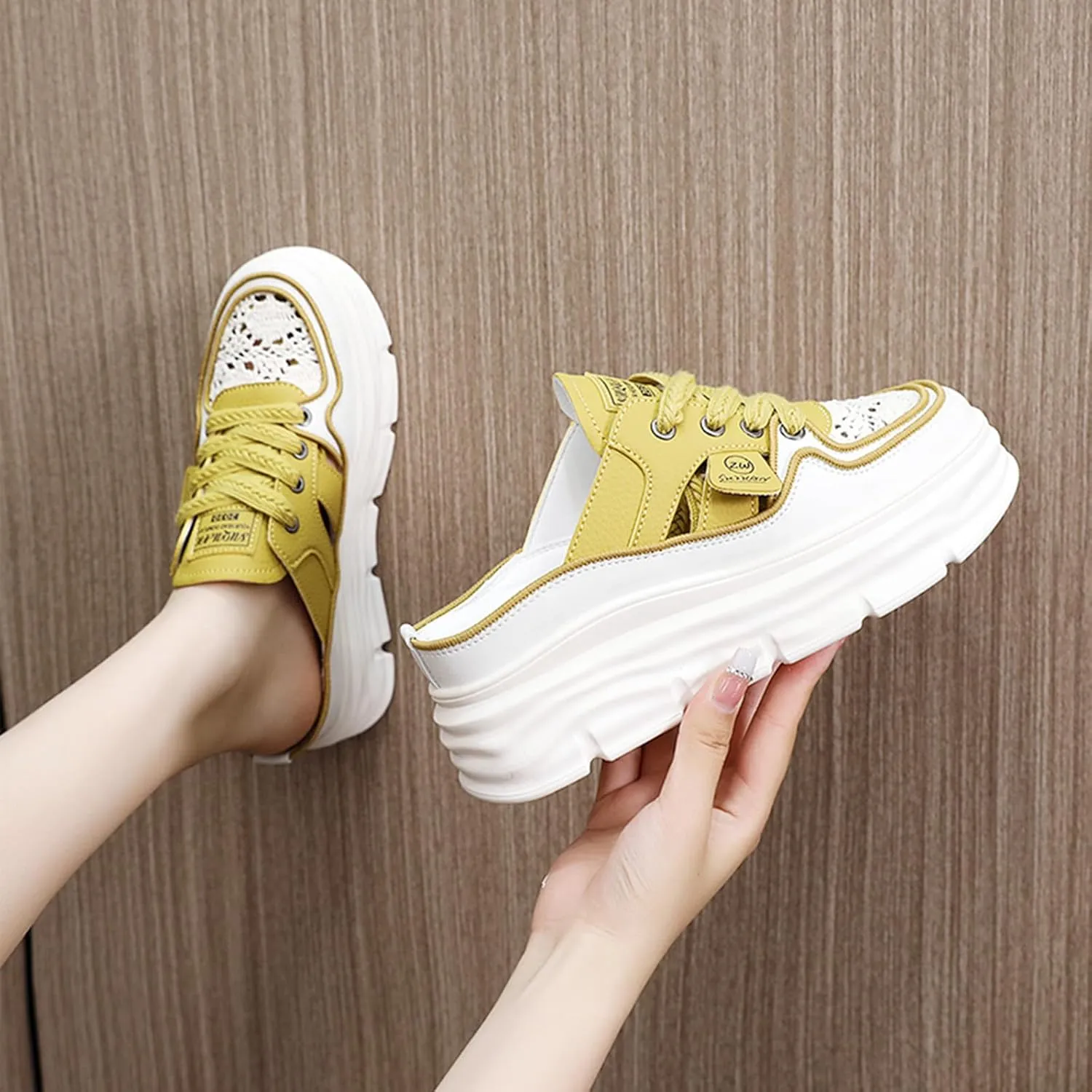 Women's Slip on Platform Sneakers Mule Shoes Comfortable Breathable Cutout Casual Clogs