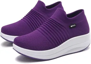Women's Slip-on Walking Shoes Mesh Breathe Air Cushion Sock Sneakers for Women Ladys Fashion Platform Lightweight Loafers Non-Slip Nursing Work Shoe