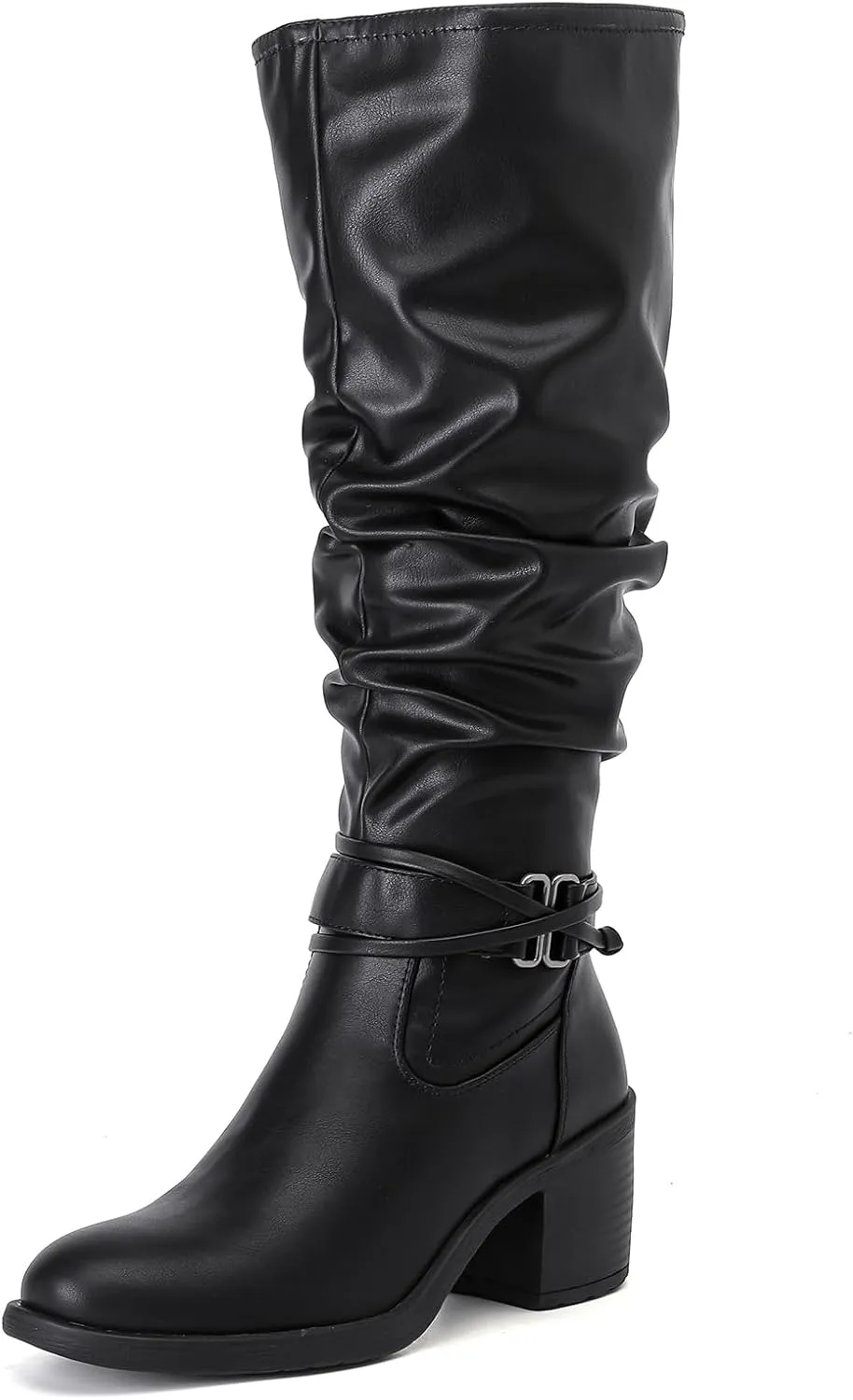 Women's Slouchy Knee High Boots Riding Combat Boots with Chunky Heel,Comfortable and Fashionable for Fall and Winter Wear for Women.