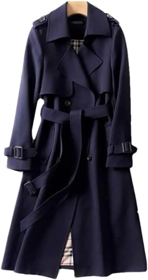 Women's Spring Autumn Trench Coat Double Breasted Mid Length Coat