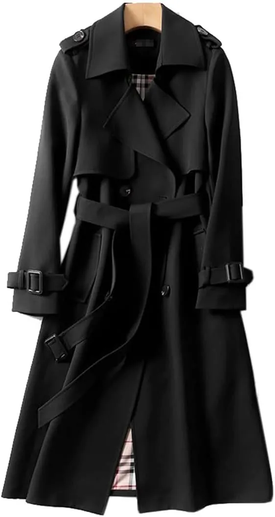 Women's Spring Autumn Trench Coat Double Breasted Mid Length Coat