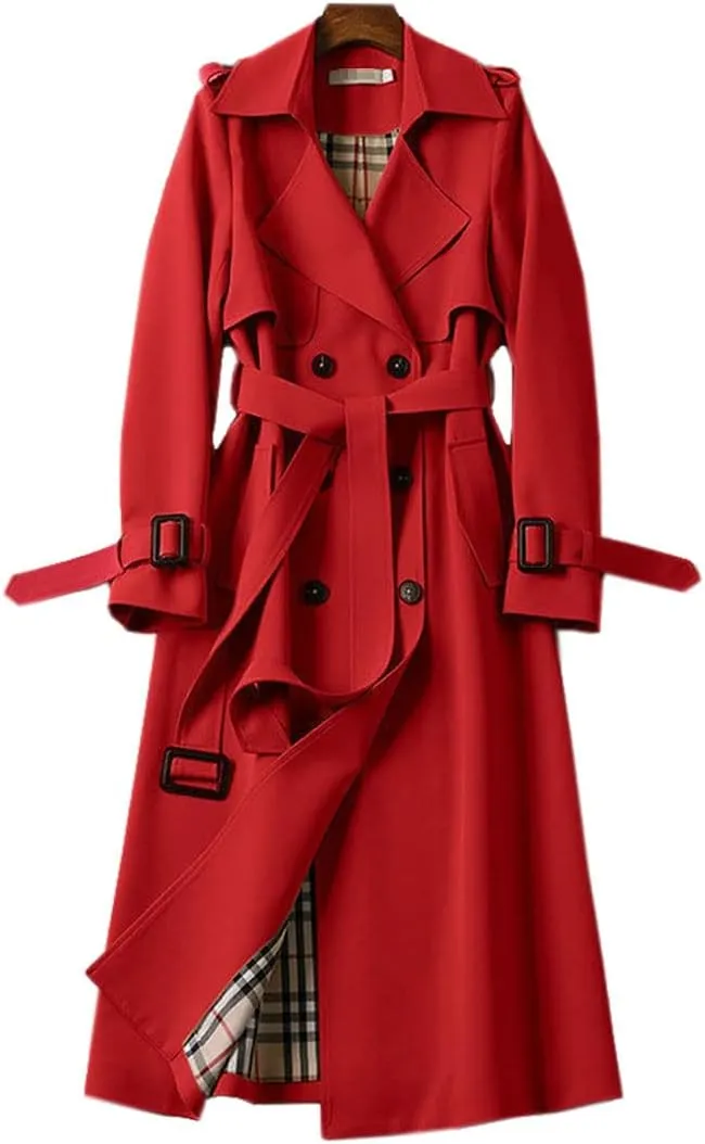 Women's Spring Autumn Trench Coat Double Breasted Mid Length Coat