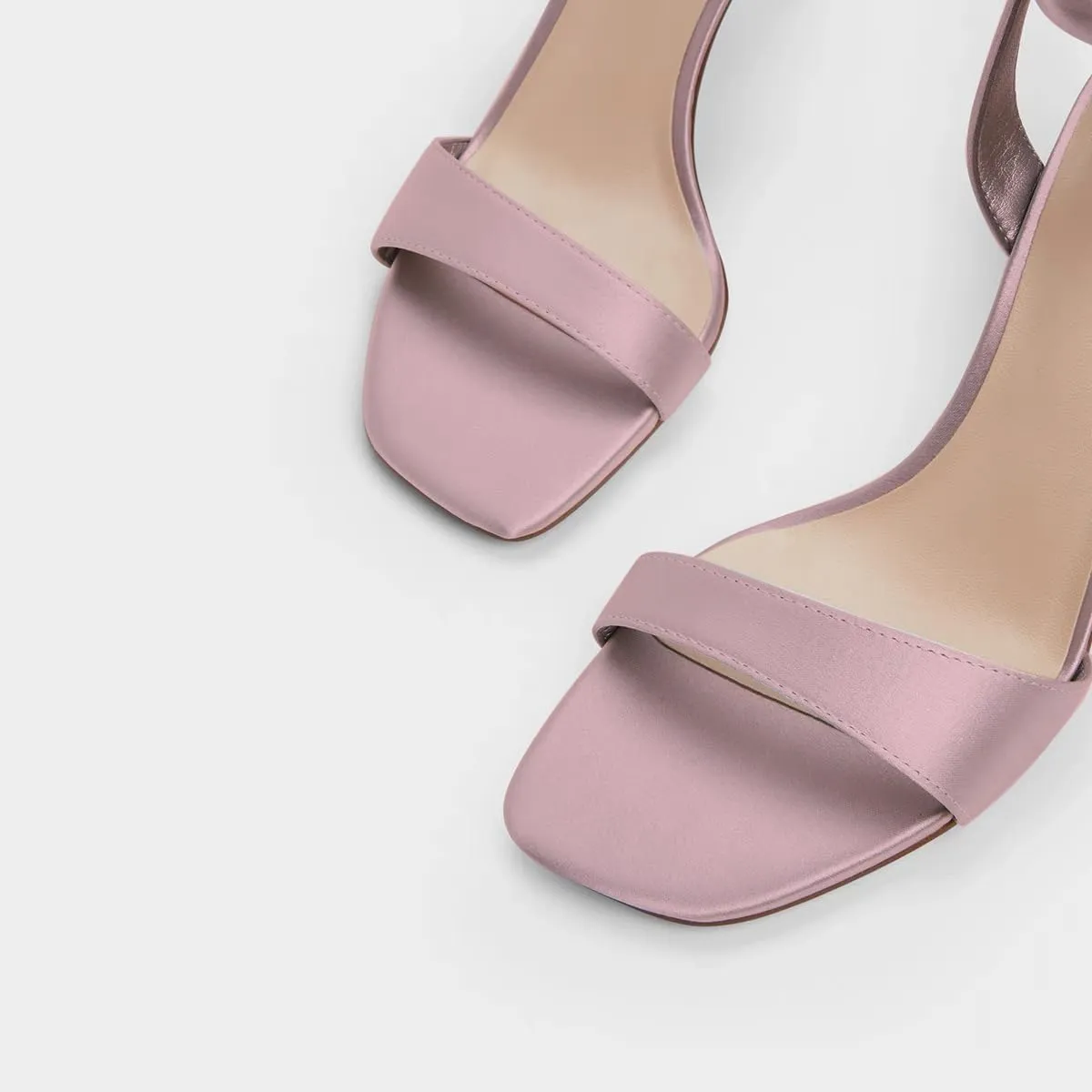 Women's Stiletto Sandals Pink Satin Bow Tie Square Toe Open Toe Sandals.