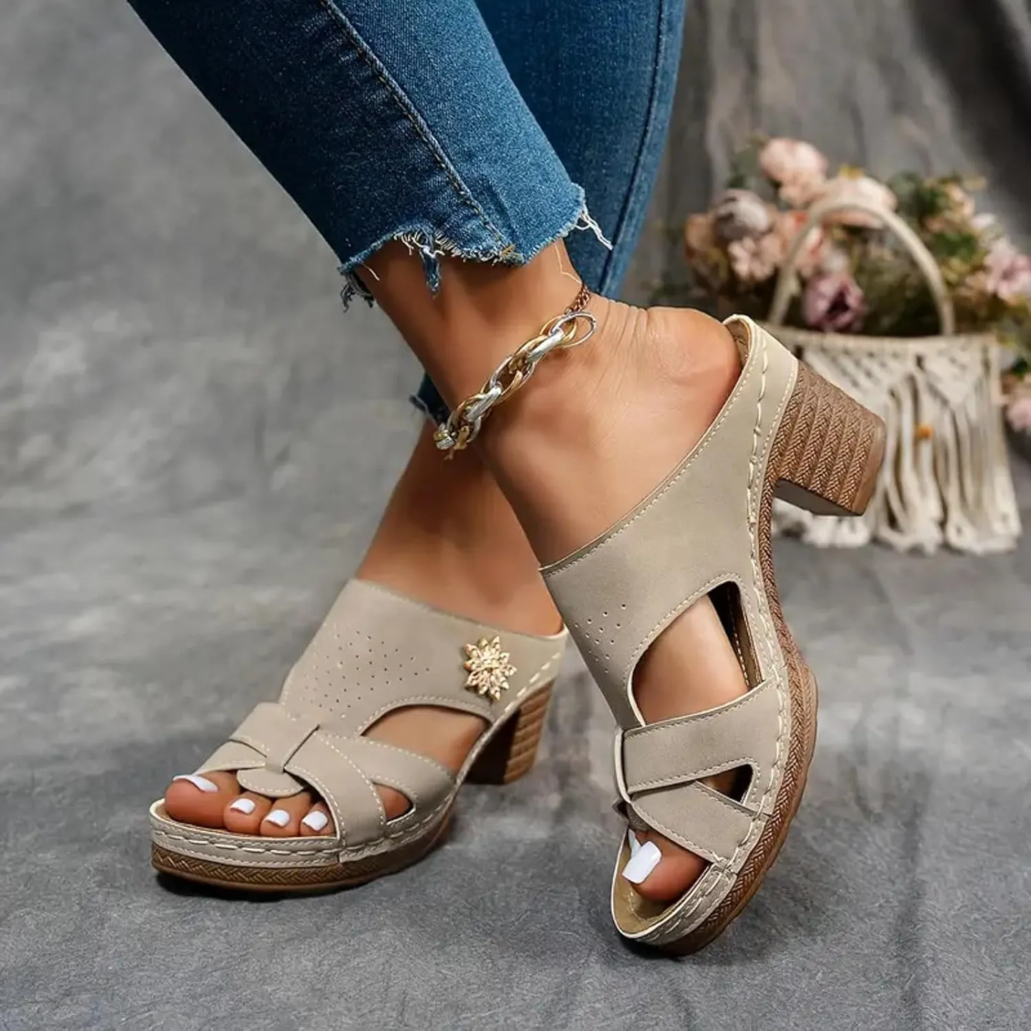 Women's Thick Heeled Fish Mouth Shoes Fashionable And Casual Hollowed Out Comfortable Fashion Sandals for Women